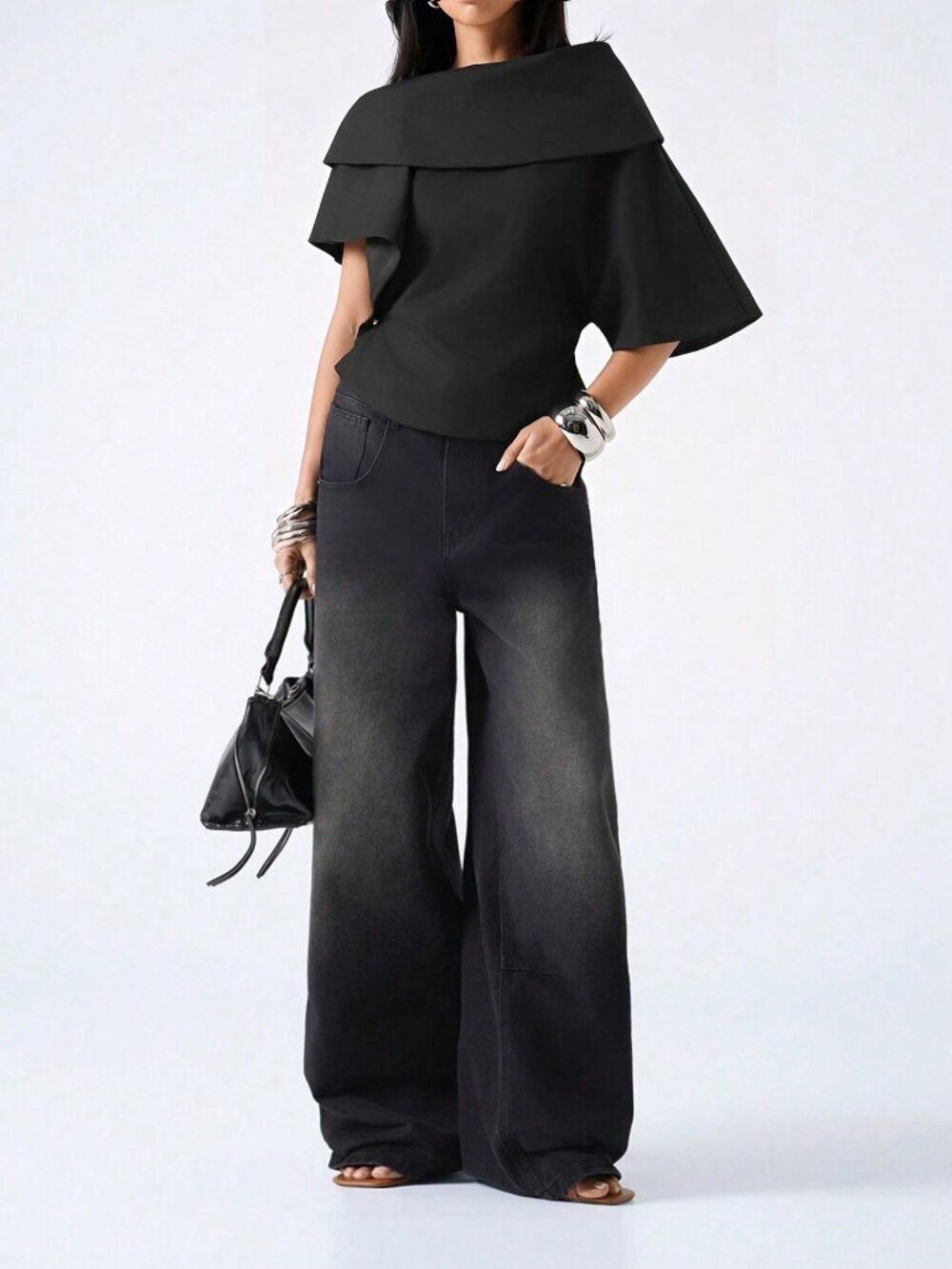 Black Elegant Women's Asymmetrical Lightweight Jacket